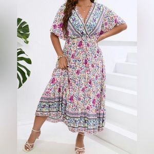 Bloom Chic NEW Flutter Sleeve Spring MIDI Wrap Dress Maxi Plus Size 20